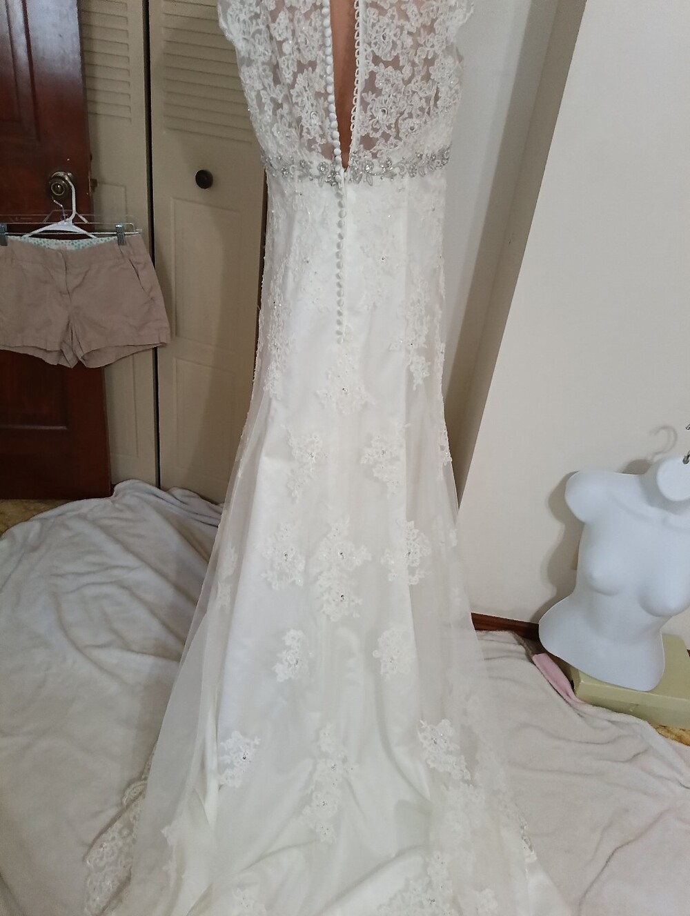 David's Bridal Ivory Beaded Wedding Dress - Picture 6 of 6